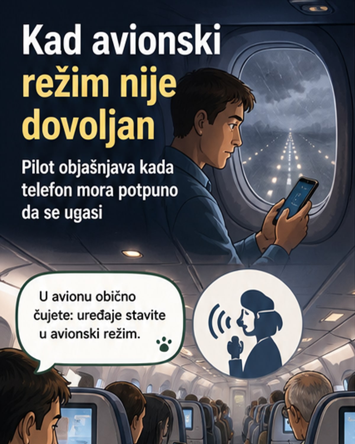 Када мора бити искључен телефон у авиону?