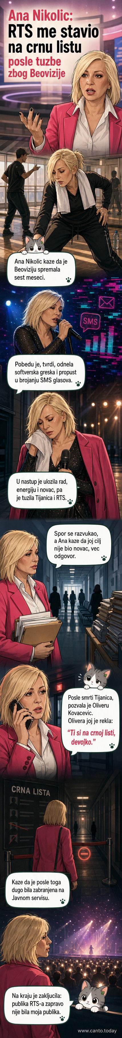 Певачица Ана Николић у студију, са текстом: „Жута Оља ме ставила на црну листу“.