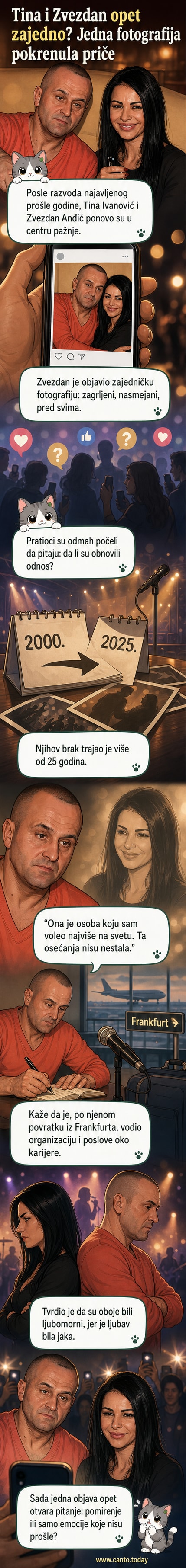 Заједничка фотографија певачице Тине Ивановић и њеног бившег супруга Звездана Анђића, како се грле и насмејани, уз емотивну поруку о љубави.