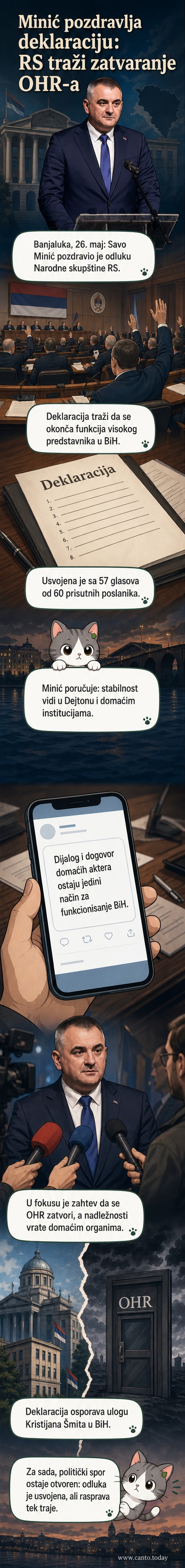 Zgrada Narodne skupštine Republike Srpske u Banjaluci, sa natpisom o usvajanju deklaracije protiv OHR-a.