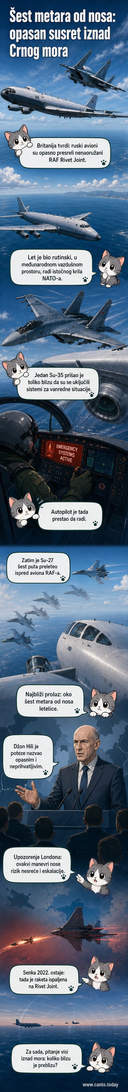 Снимак из кабине британског извиђачког авиона где се види руски ловац Су-27 који пролази веома близу, на само неколико метара.