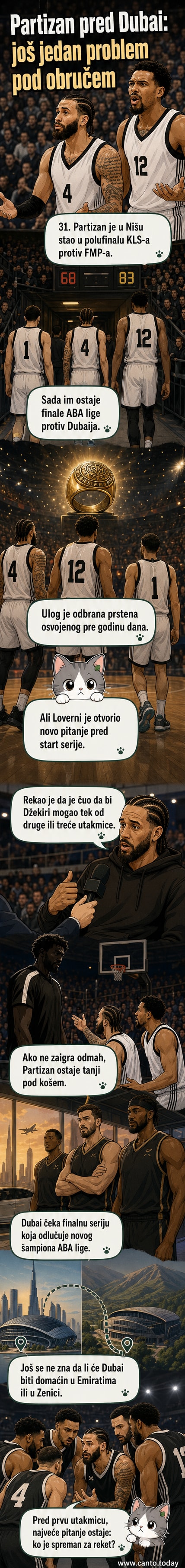 Кошаркаши Партизана у акцији током утакмице против ФМП-а, са детаљем на играче у црно-белој дреси.