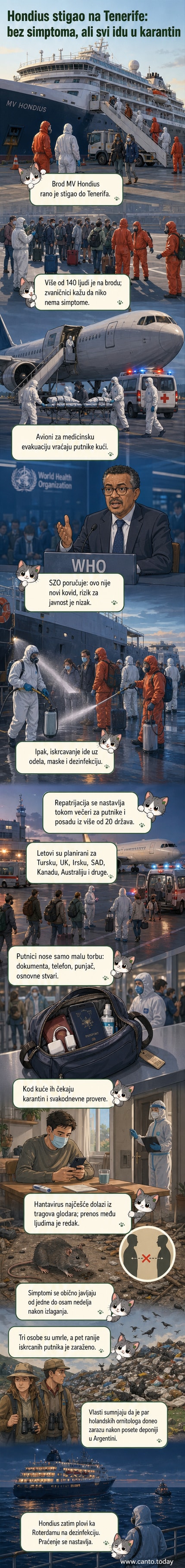 Путници у заштитној одели убрзано напуштају крузер на Тенерифу, окружен медицинским тимовима и возилима хитне помоћи.