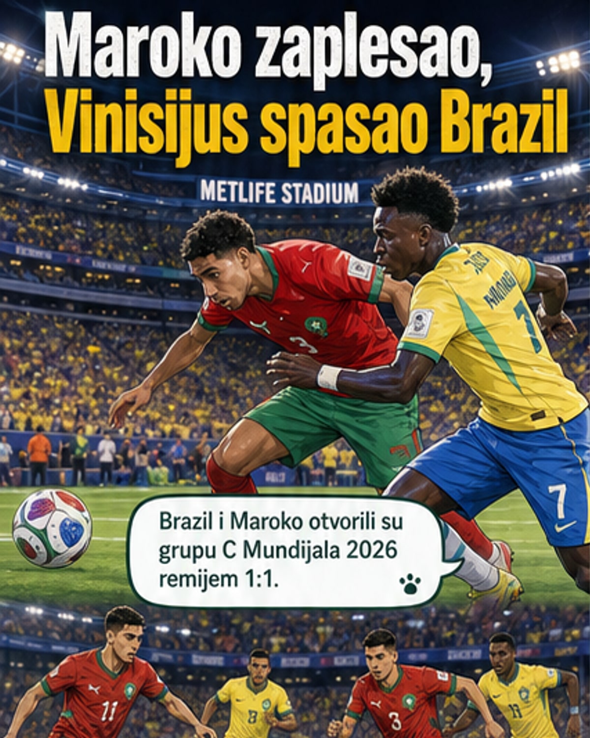 Бразил и Мароко 1:1 на старту Мундијала