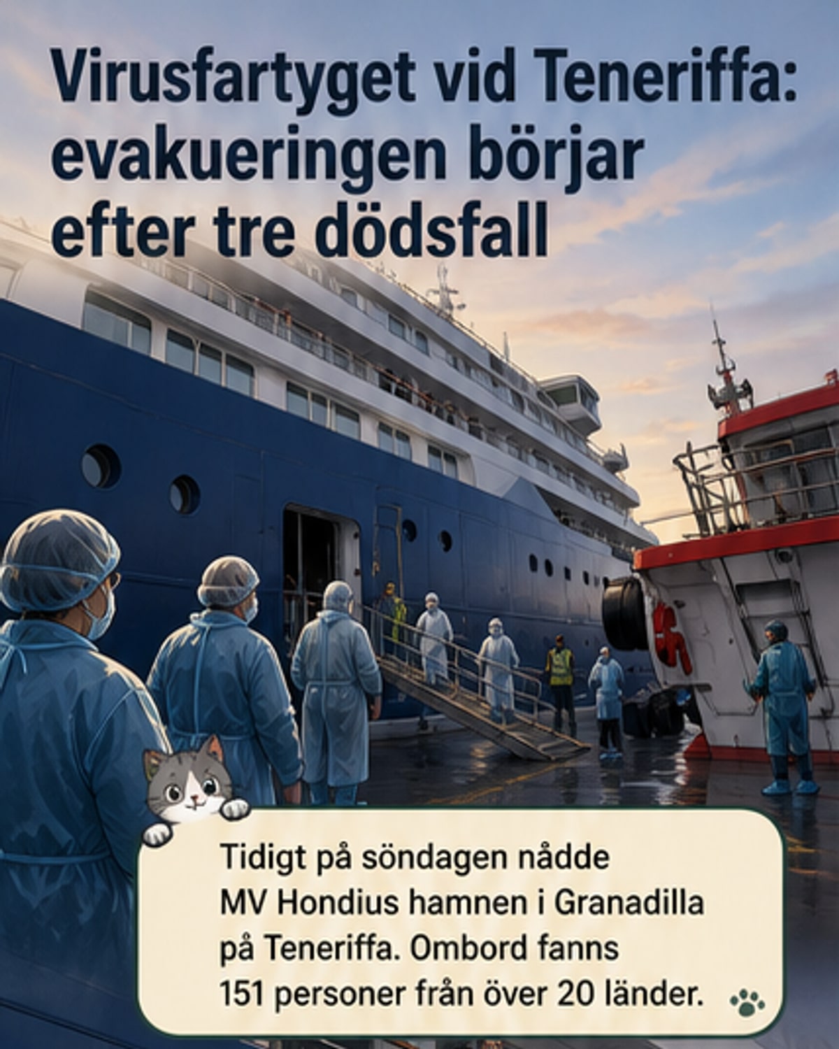 Virusdrabbat fartyg landstiger på Teneriffa