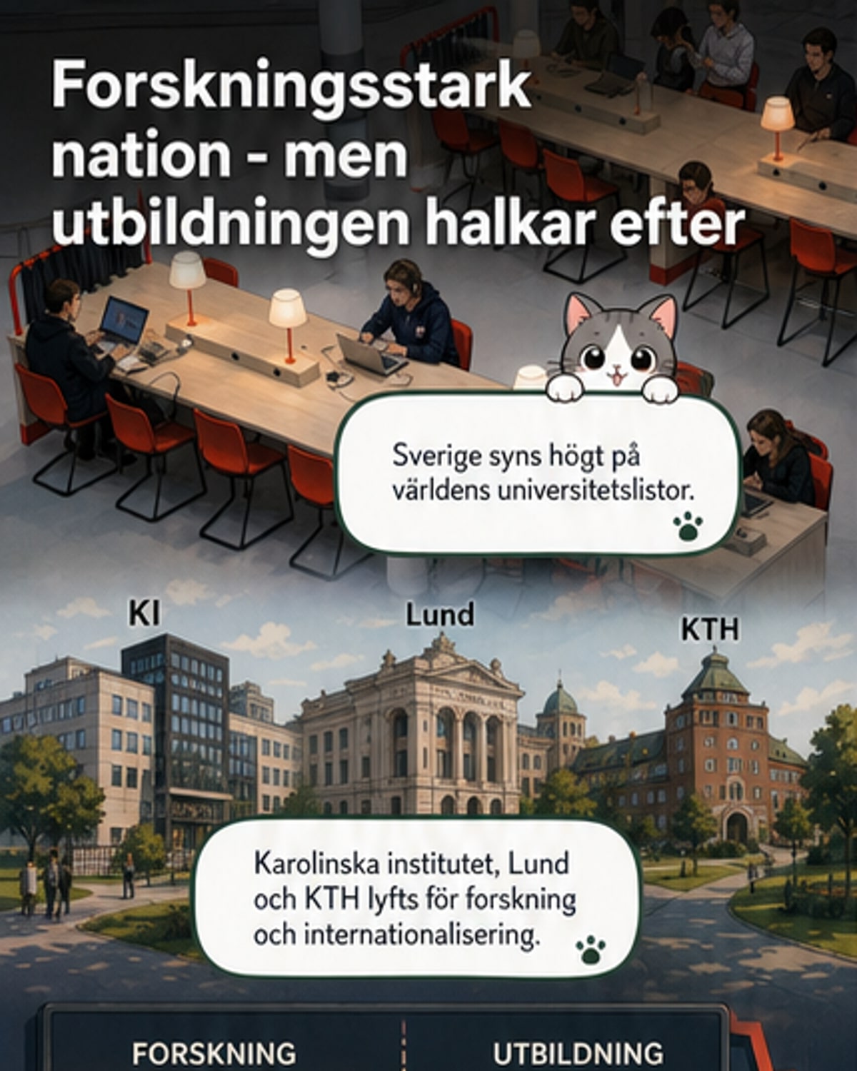Sverige lyser i forskning – men inte i utbildning