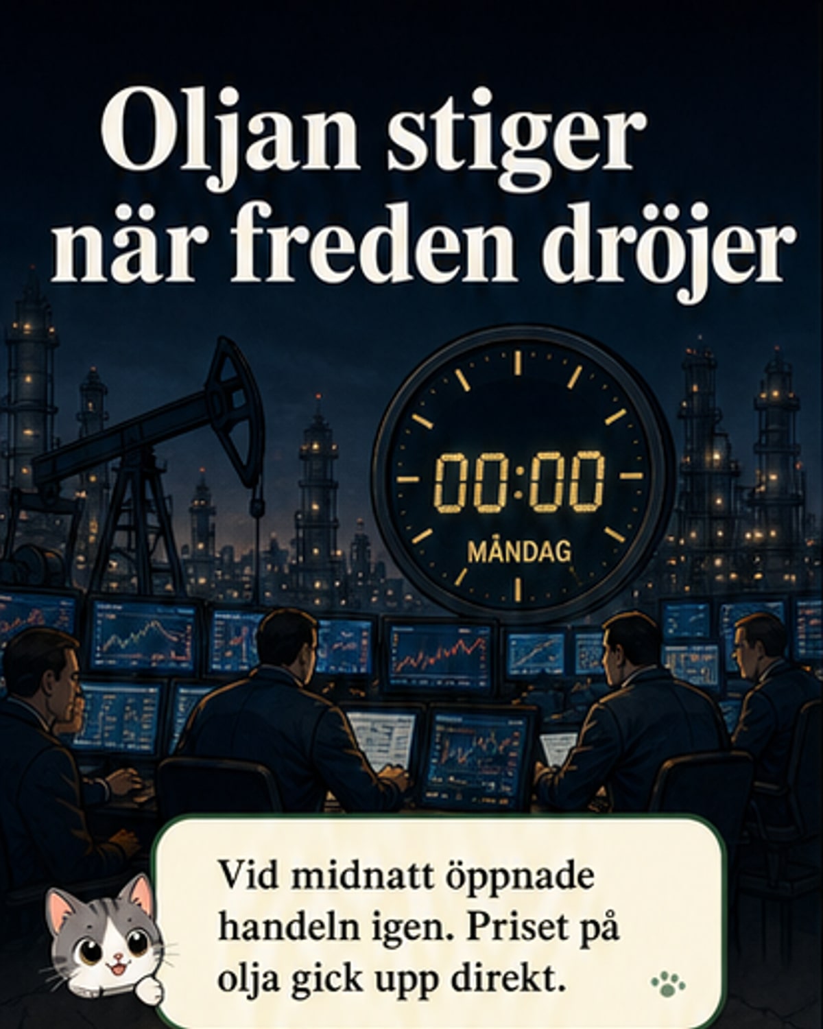 Oljepriset steg i handelns öppning