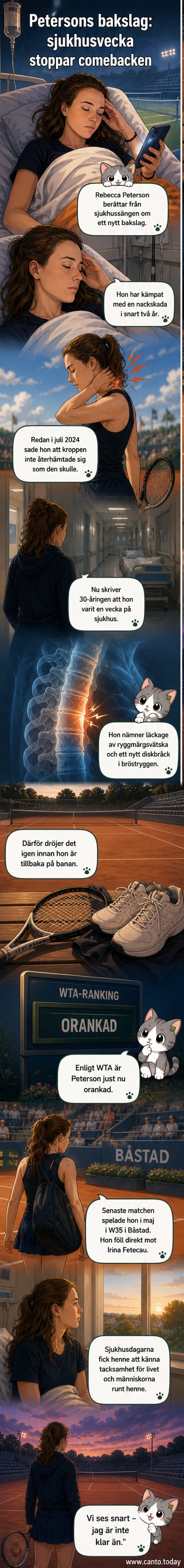 Rebecca Peterson ligger i en sjukhussäng och håller i sin mobil, med en Instagram-uppdatering om sin skada på skärmen.