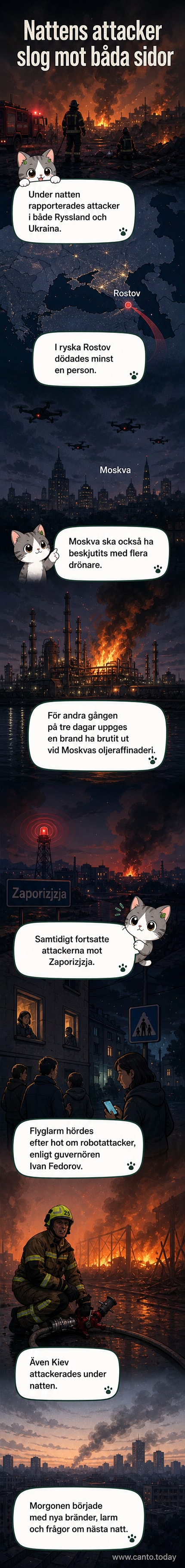En brandman släcker en brand efter ryska attacker i Kiev.