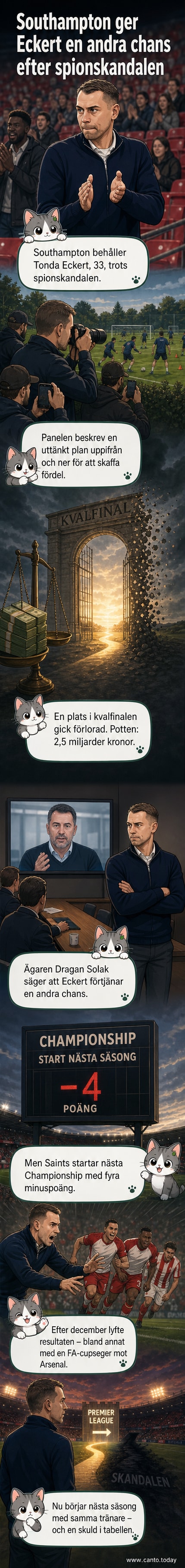 Fotbollsplan med spelare i röd och blå dräkter under straffläggning, med publik i bakgrunden och spänningsfylld atmosfär.