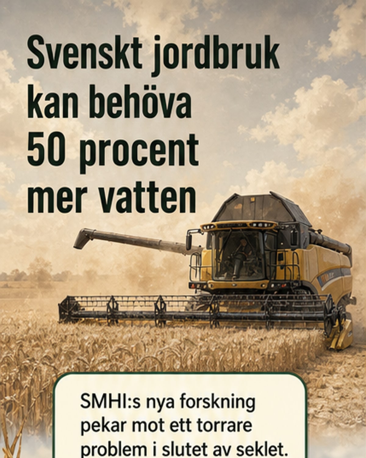 Jordbruket kräver 50 % mer vatten