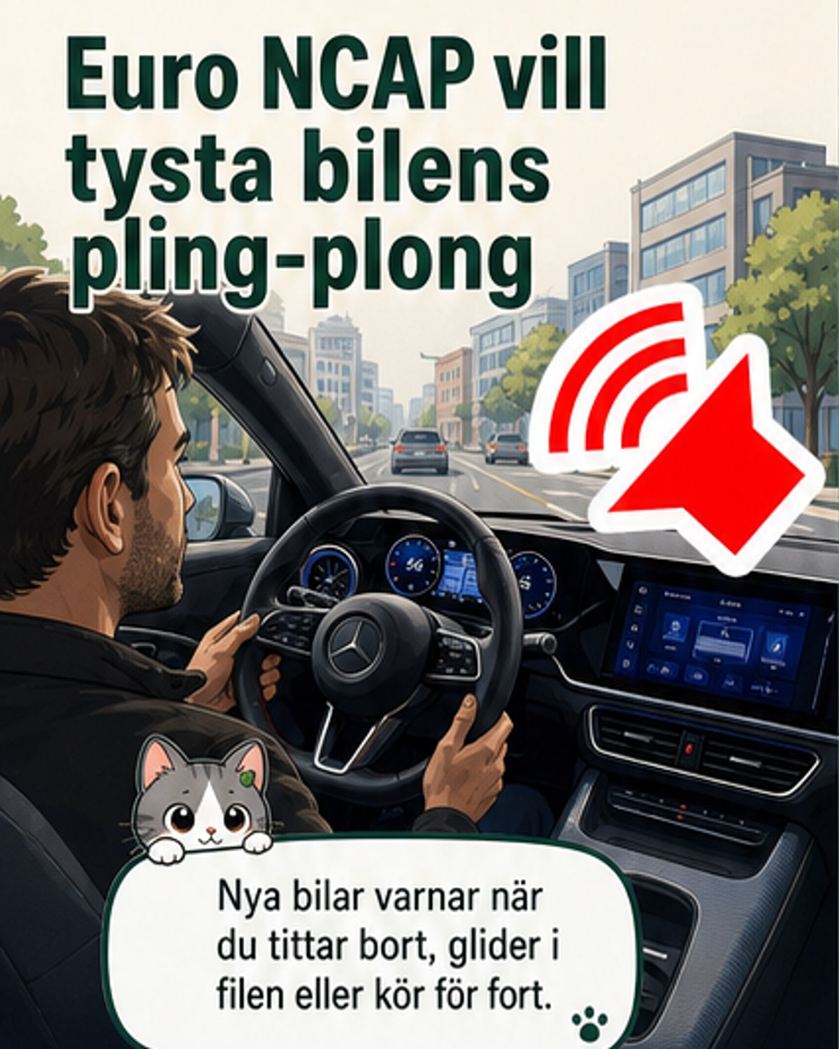 Euro NCAP vill tysta pling-plong i bilen