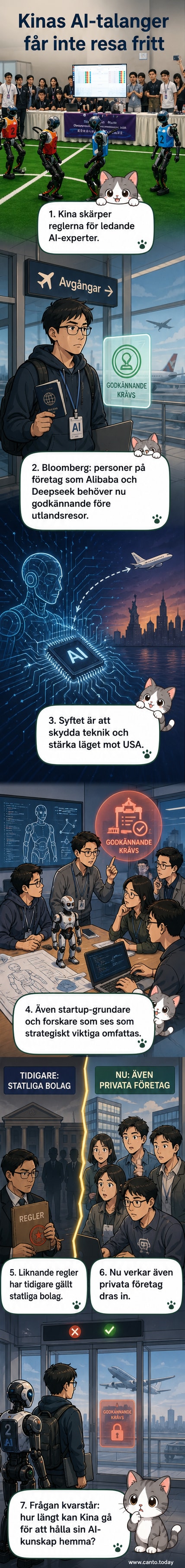 En humanoid robot står på en techmässa i Kina, omgiven av besökare och skärmar med digital information.