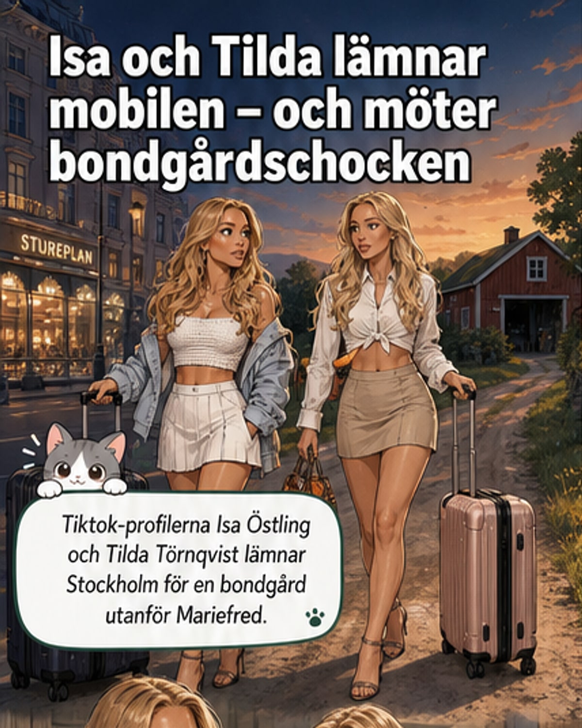 Två TikTok-stjärnor utan mobil – på bondgård