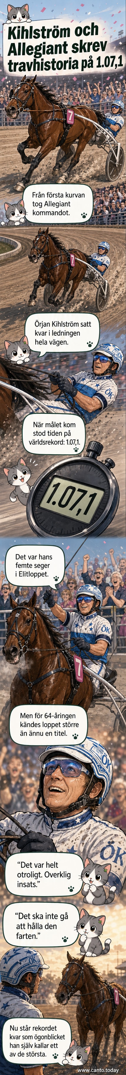 Örjan Kihlström i vinstparad efter att ha vunnit Elitloppet med Allegiant på världsrekordtid.