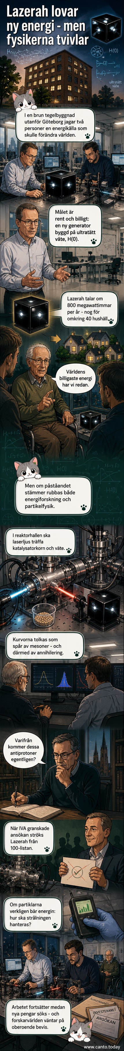 Laboratorieförsök i Mölndal där en laser aktiverar ett katalysatormaterial i hopp om att frigöra energi från ultratätt väte.