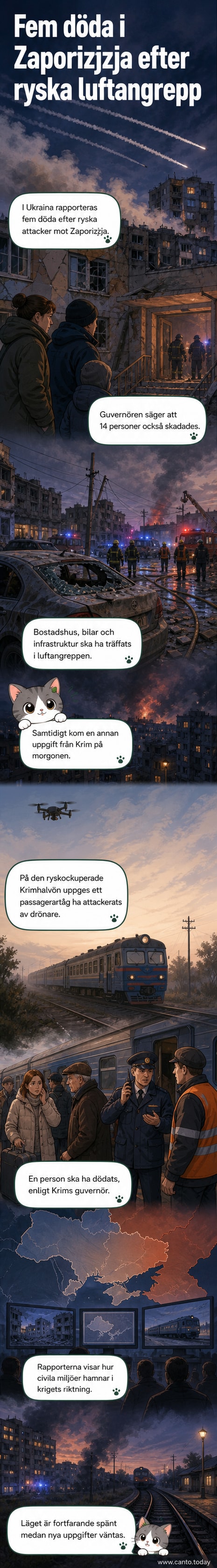 Arkivbild på ryska raketer över Ukraina med skadade bostadshus i förgrunden.