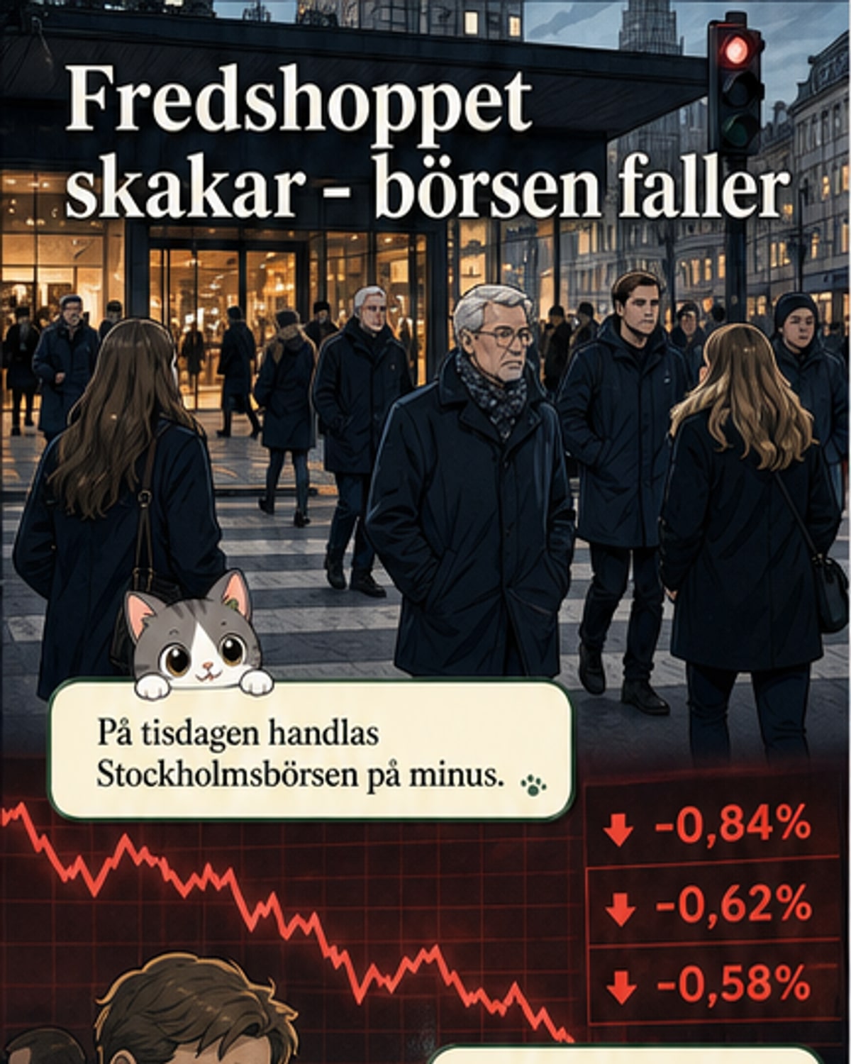 Börsen på rött – oro för freden