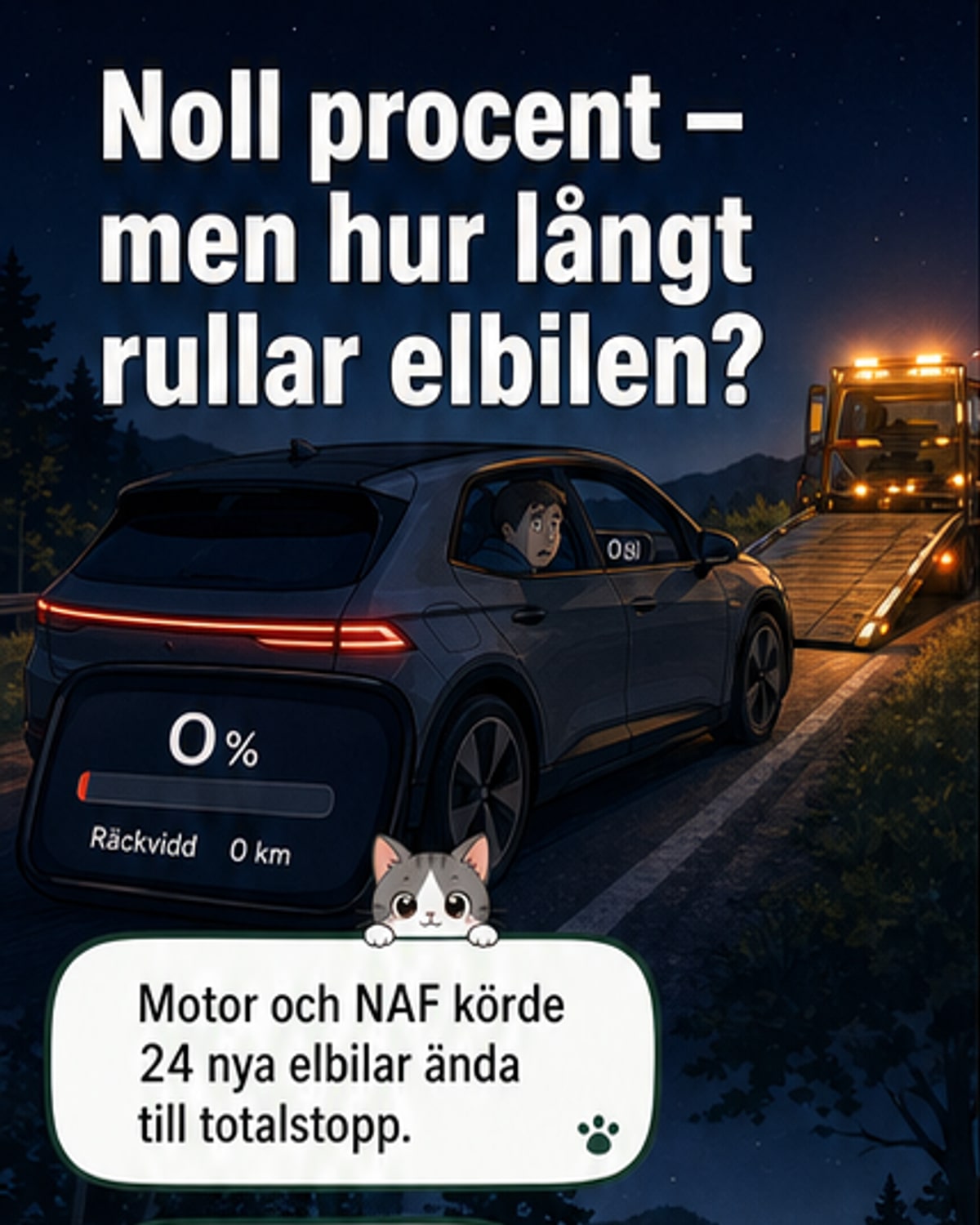 Vad händer när elbilen går på 0 %?