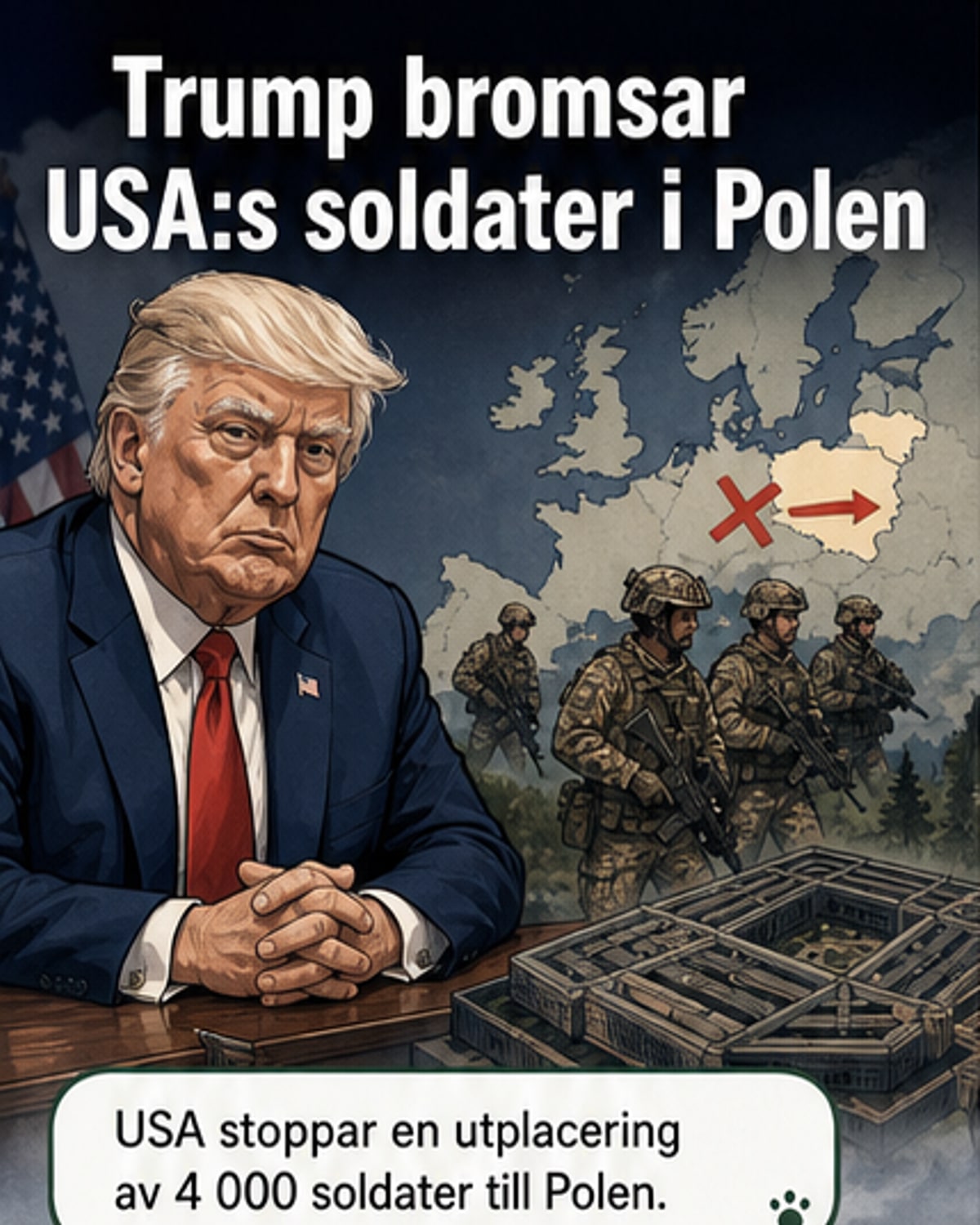 Trump stoppar utplacering av 4 000 soldater till Polen