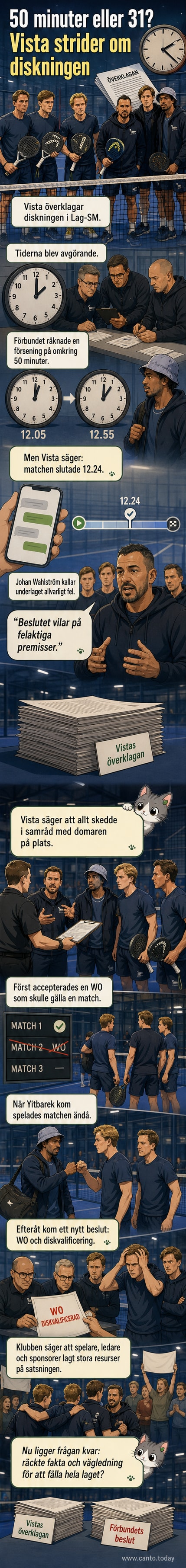Padelmatch i gång i en halvfull arena, spelare i vita dräkter rör sig snabbt runt banan med racketar i händerna, domare står vid sidan av.