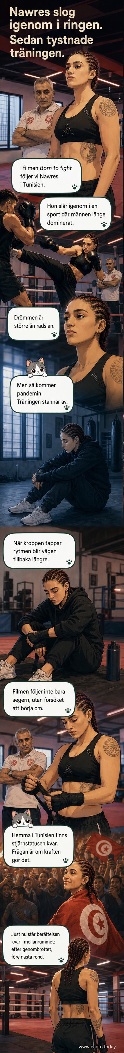 Nawres i träning, omgiven av andras blickar – en kvinna i en mansdominerad sport.