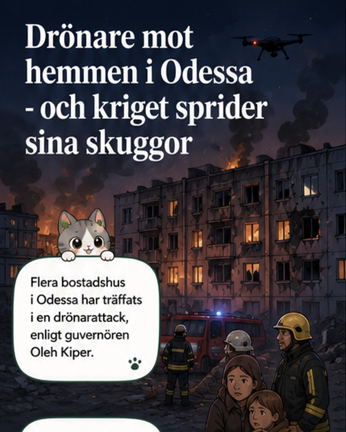 Drönarattack mot bostadshus i Odessa