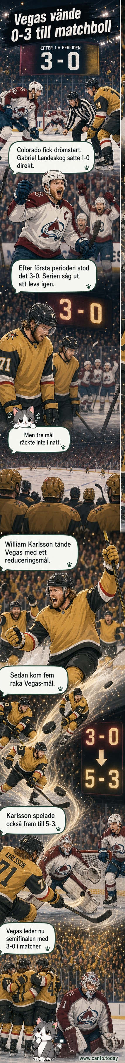Ishockeyspelare i guld och svart dräkter firar mål på isen under en intensiv match.