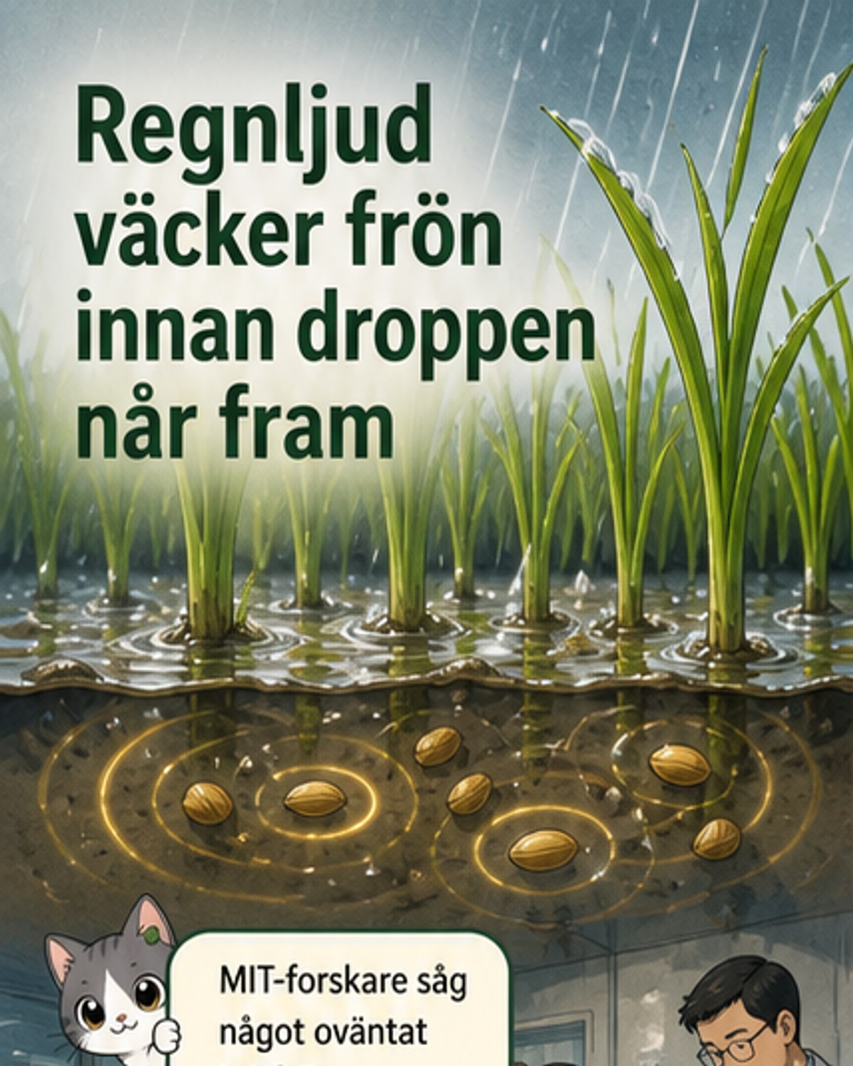 Växter väcks av regnets ljud