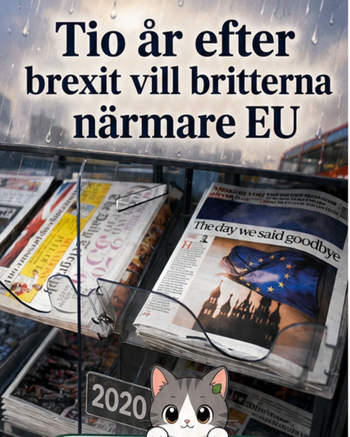Arkivbild från 2020 med brittiska förstasidor om brexit, med rubriker om utträde ur EU.