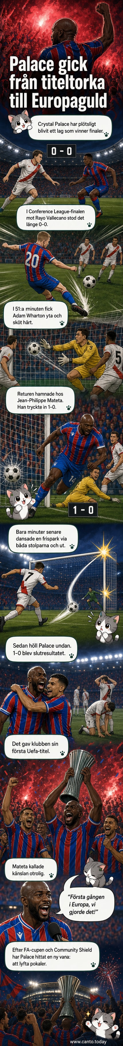 Crystal Palace-spelare firar segern i Conference League-finalen med fansen under röd-vita rök.