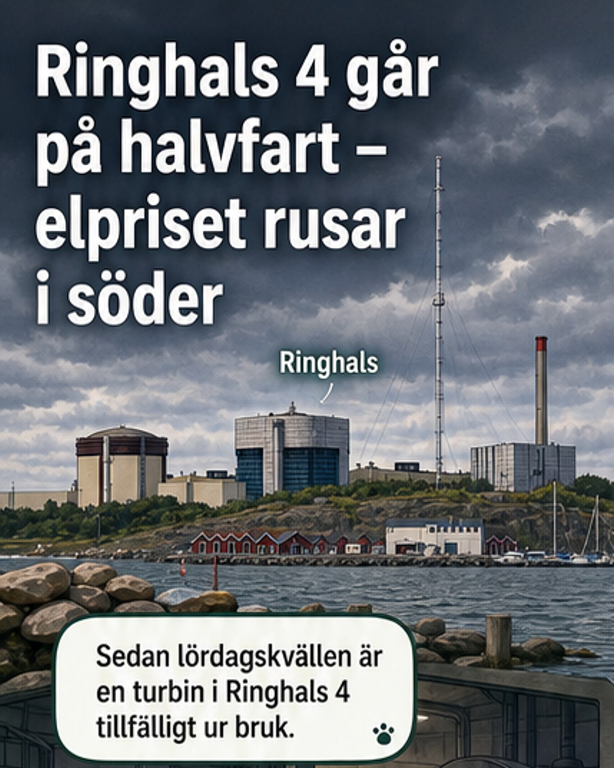 Ringhals 4 kör på halv kraft