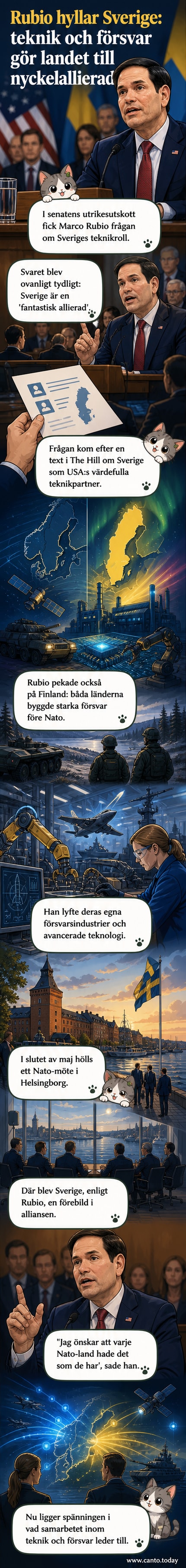 Illustration av Mike Rubio och en svensk flagga med texten 'Fantastisk allierad'.