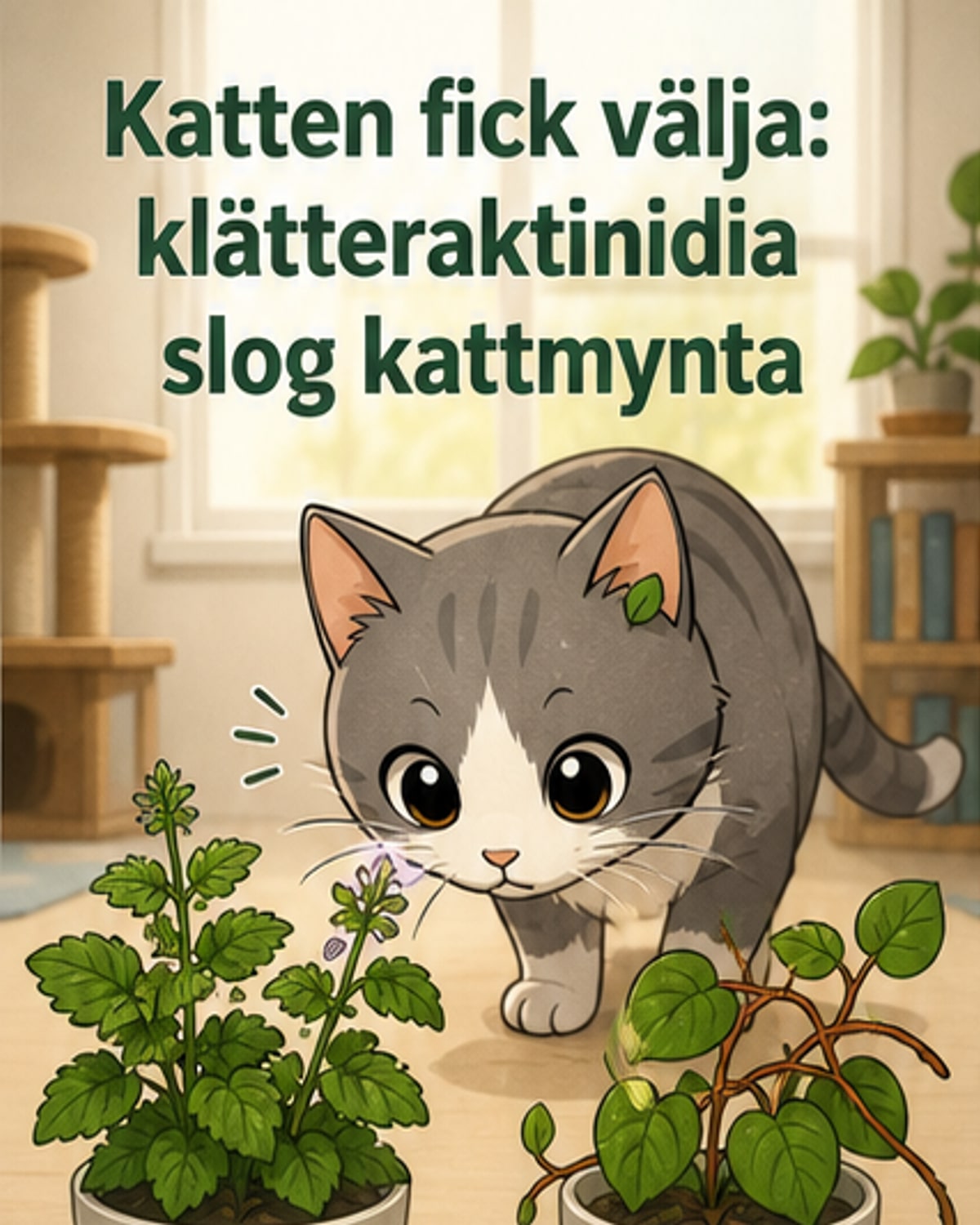 Katten väljer klätteraktinidia