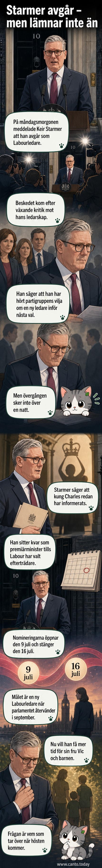 Keir Starmer talar med tårar i ögonen utanför 10 Downing Street medan han meddelar sin avgång som premiärminister.
