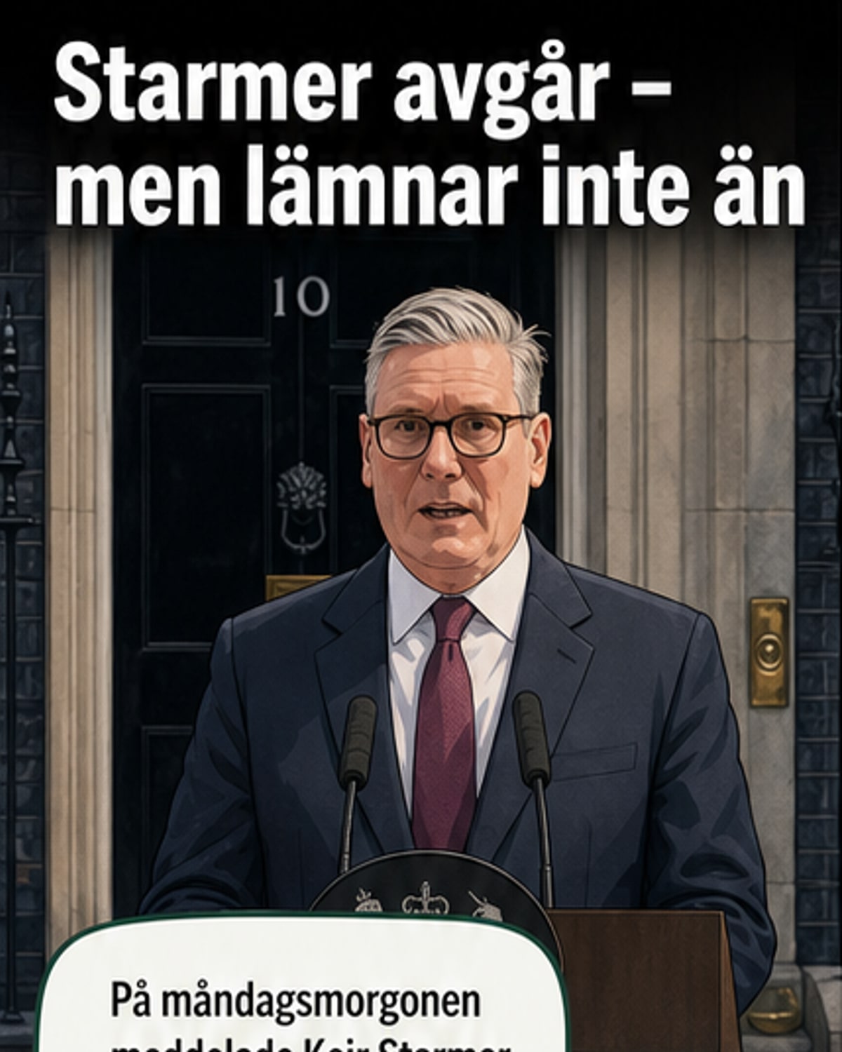 Keir Starmer talar med tårar i ögonen utanför 10 Downing Street medan han meddelar sin avgång som premiärminister.