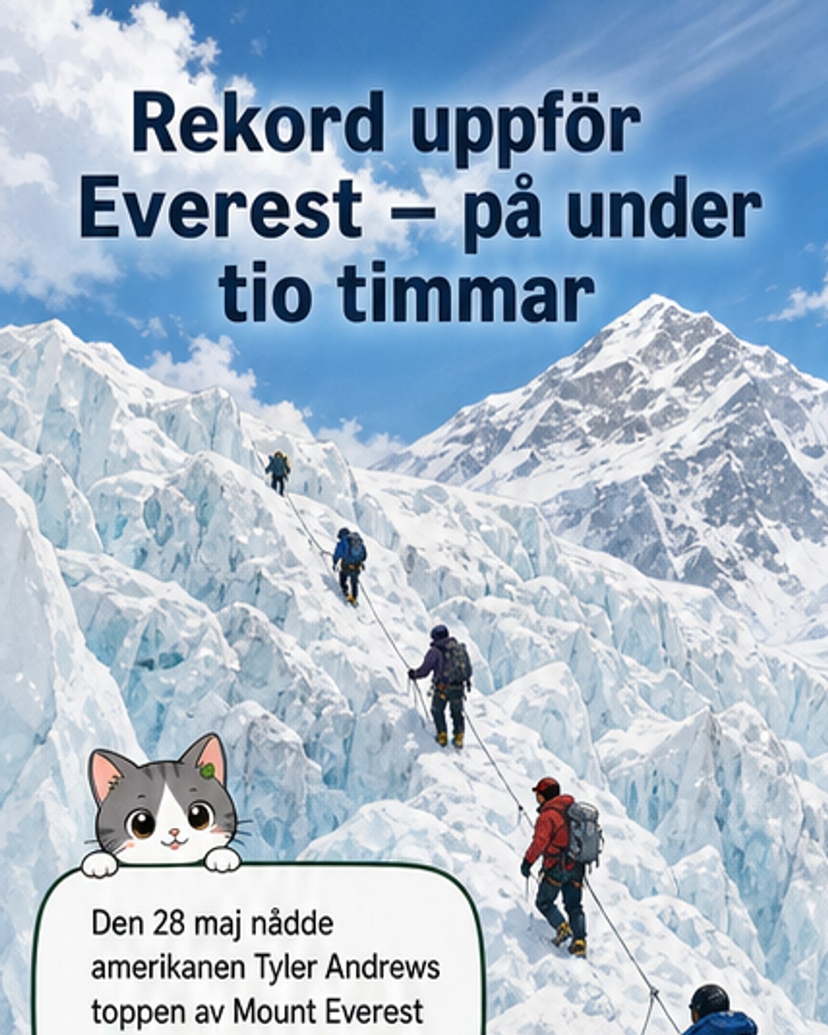 Rekord i Everest: 9 timmar upp