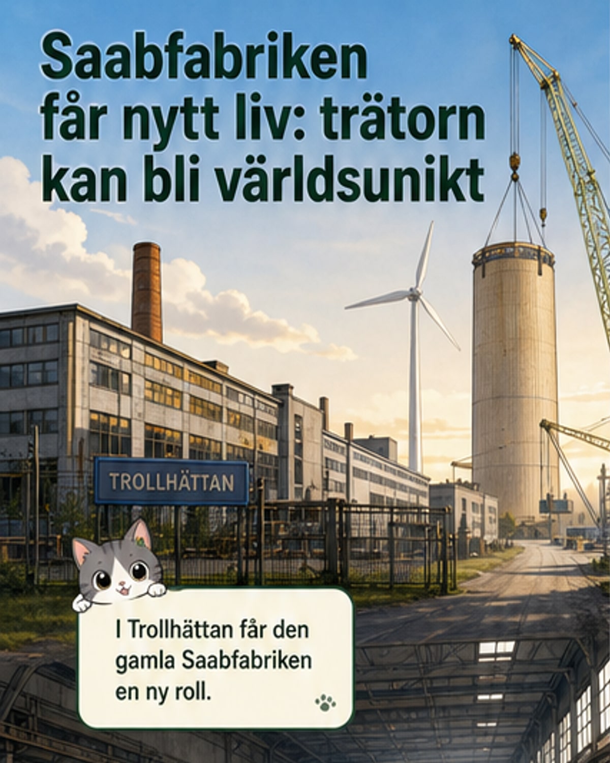 Världens första trävindkraftfabrik i Trollhättan