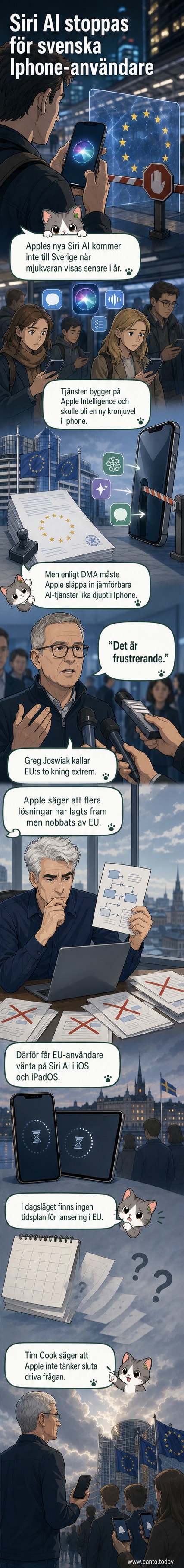 En Iphone-skärm visar Siri-symbolen gråad ut med ett förbudstecken ovanpå, omgiven av EU-flaggans gyllene stjärnor i rött kors.