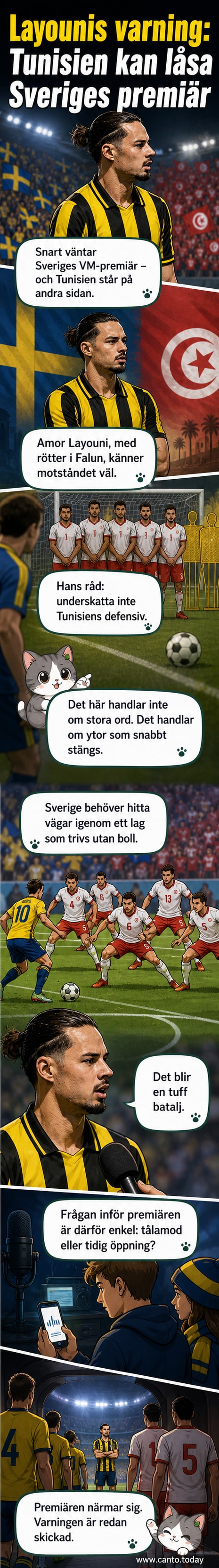 Fotbollsspelaren Amor Layouni i matchkläder med blicken riktad mot planen, i bakgrunden syns publik och fotbollsplan.