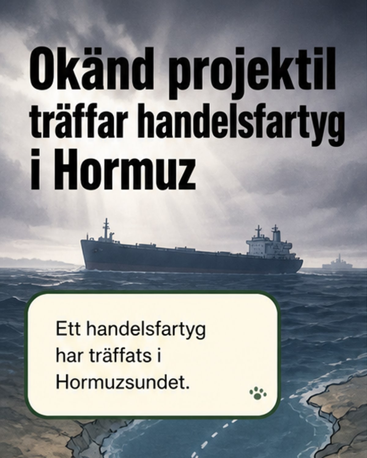 Handelsfartyg träffat i Hormuz