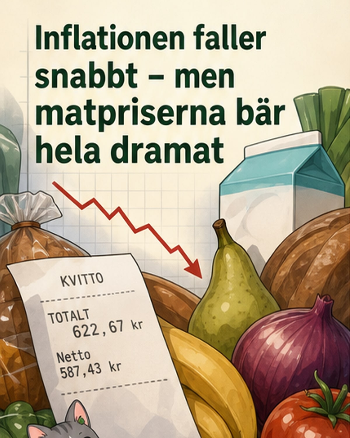 Inflationen sjunker – matmomsen verkar