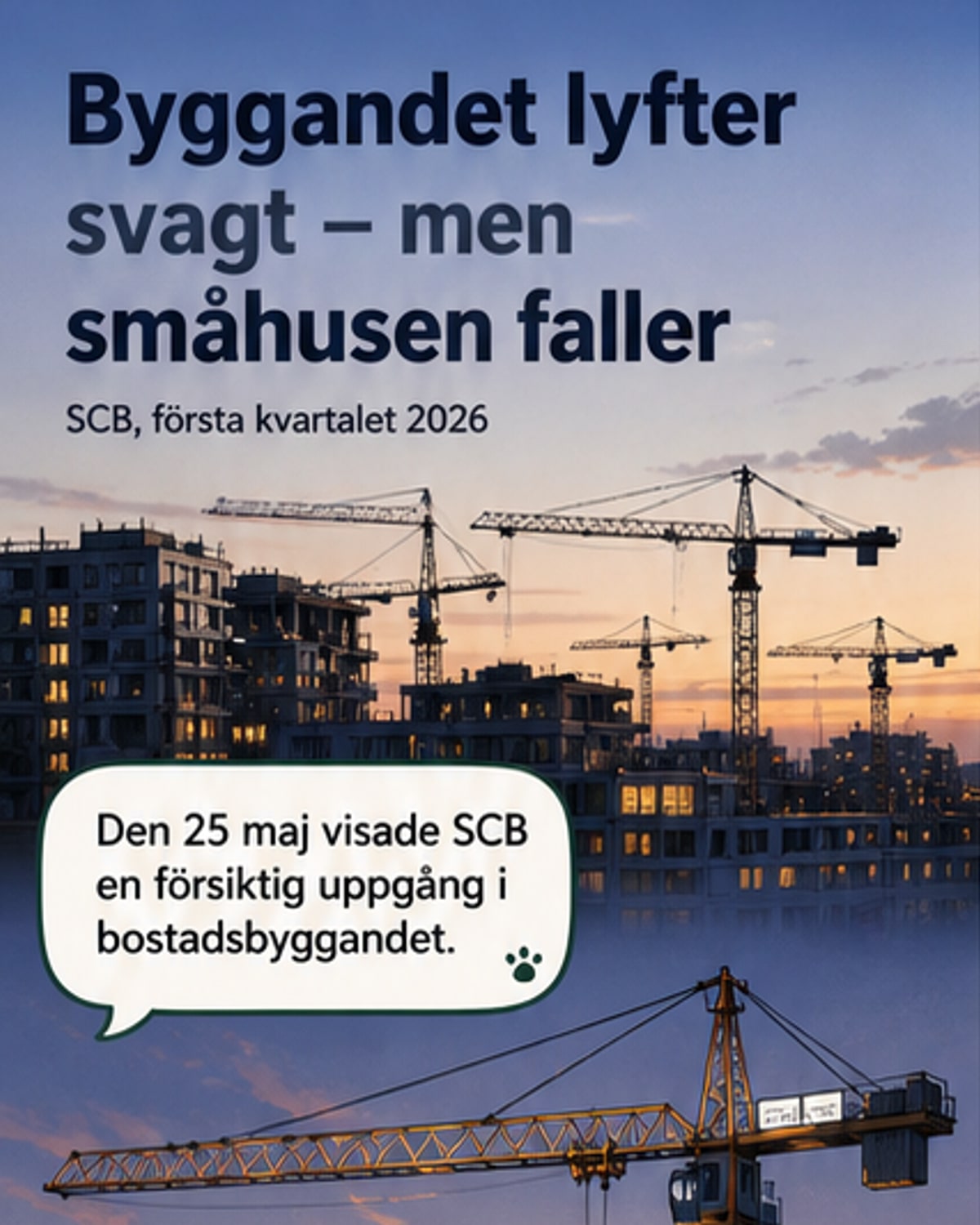 Bostadsbyggandet ökade svagt