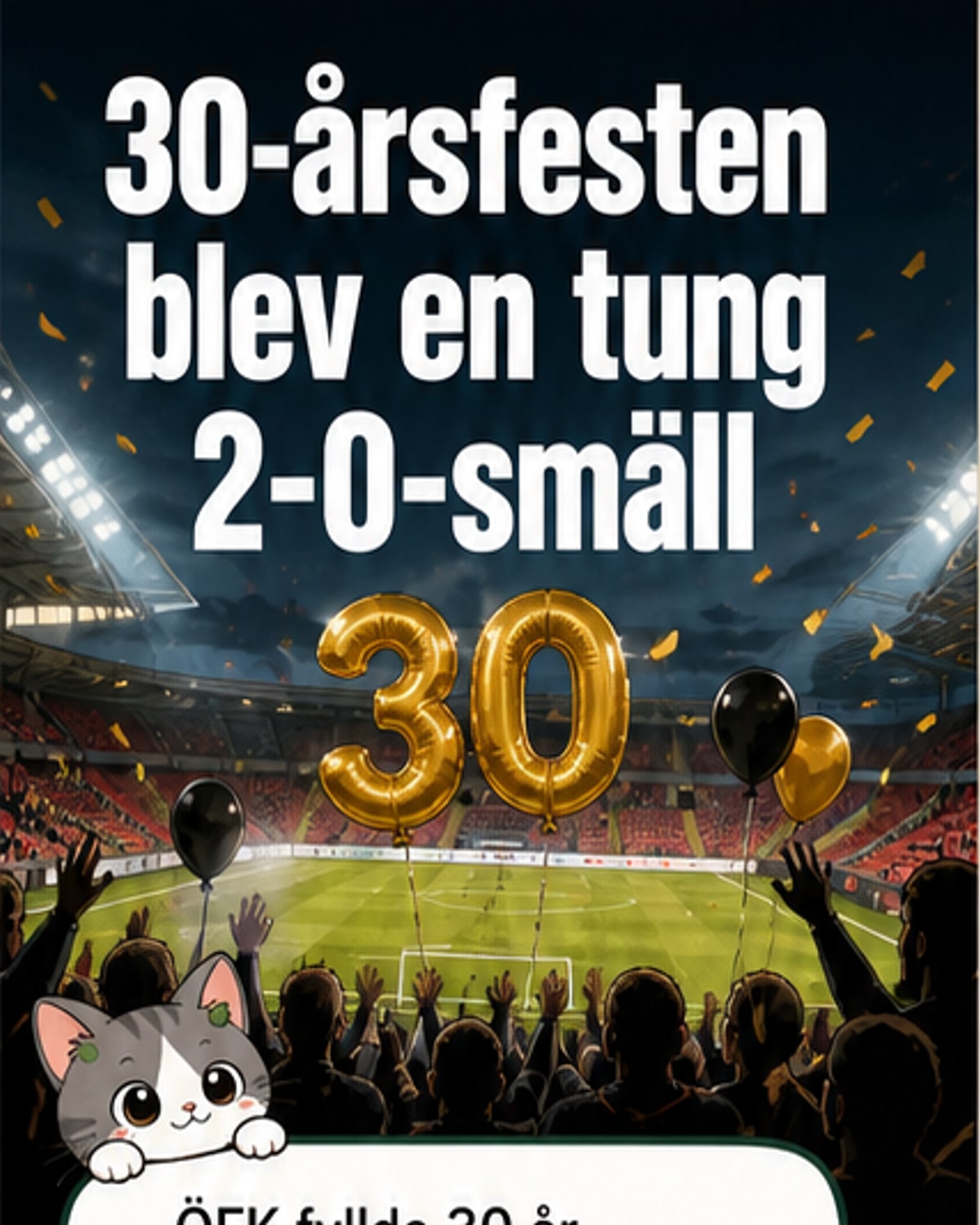 ÖFK-mittback Abodi Qasem står besviken på planen efter förlusten mot Norrköping i jubileumsmatchen.