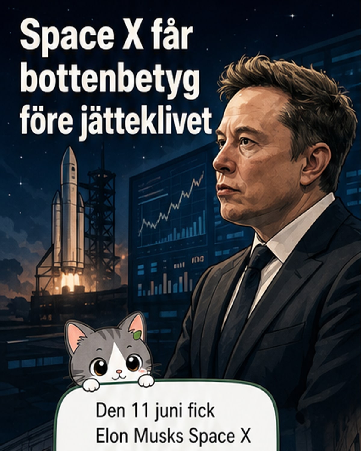 Illustration av en raket som landar på en jordglob med röd nedåtgående pil och texten 'CCC – lägsta ESG-betyg'.