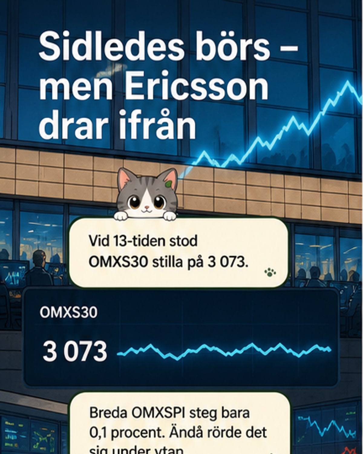 Stockholmsbörsen stillastående – Ericsson stiger