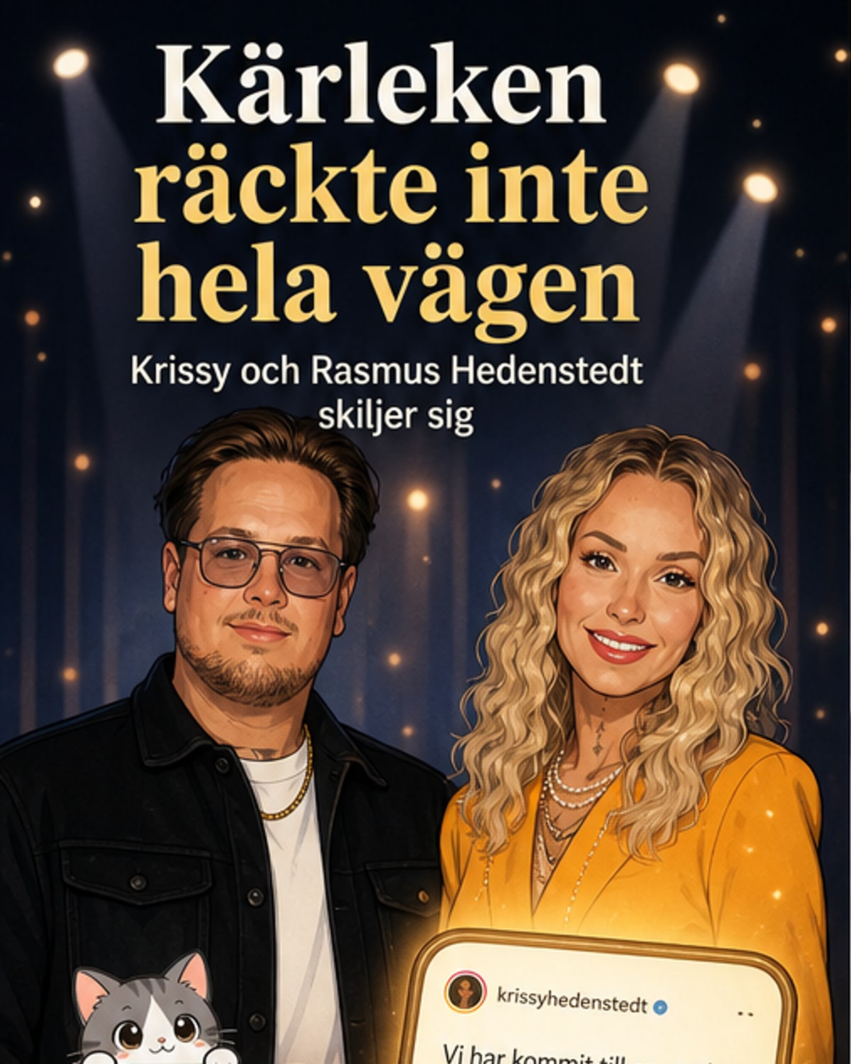 Krissy och Rasmus Hedenstedt, ett par från 'Love is Blind', poserar tillsammans i studio. Bilden illustrerar deras relation som nu har tagit slut.