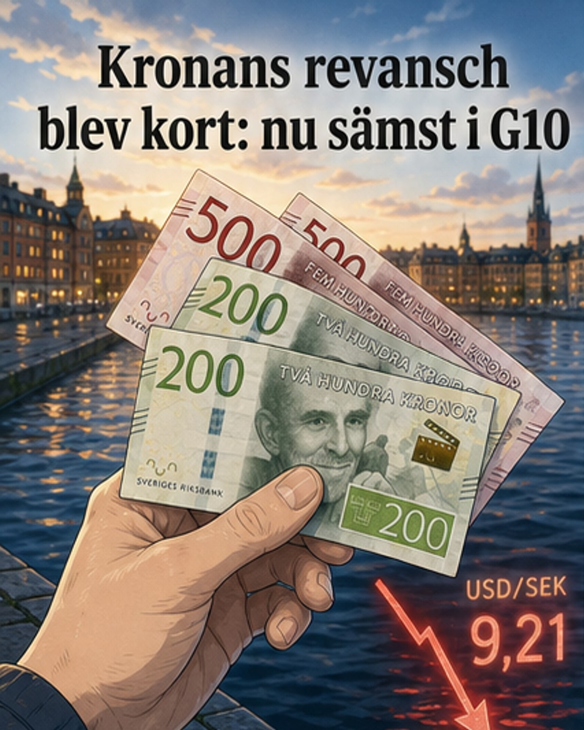 Kronan sjunker i valutajämförelse