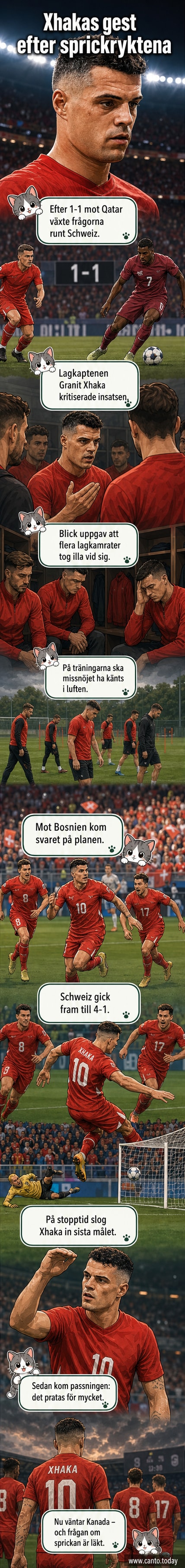 Schweiz-spelaren Granit Xhaka firar ett mål med en handgest som tyder på att han tystar kritiker.