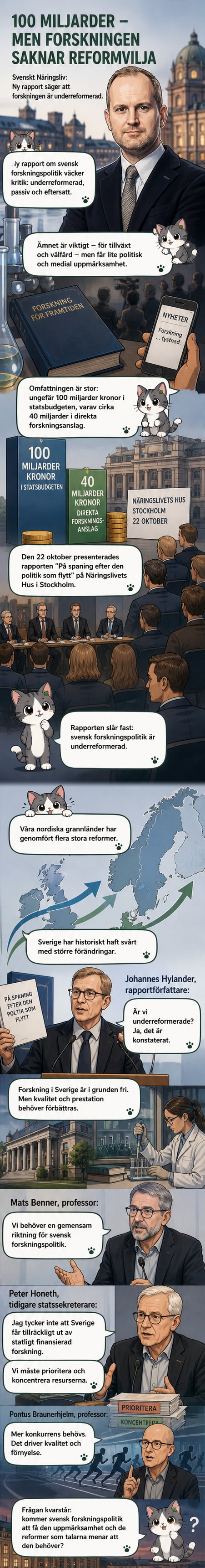 Illustration av en stillastående klocka ovanför ett universitet, med en svensk flagga i bakgrunden och en pil som pekar mot 1993.